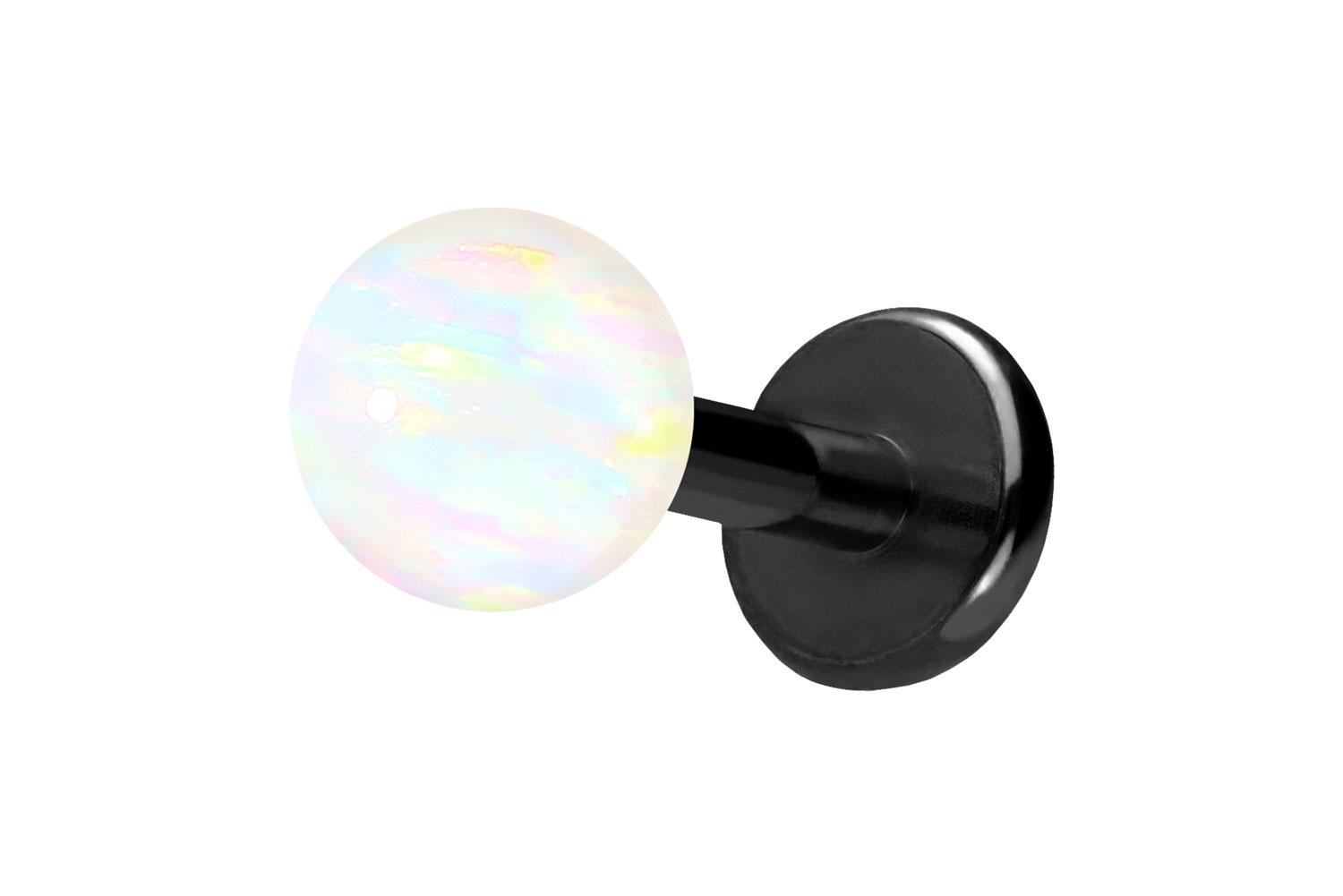 Titan Labret Piercing mit Push Fit SYNTHETISCHER OPAL